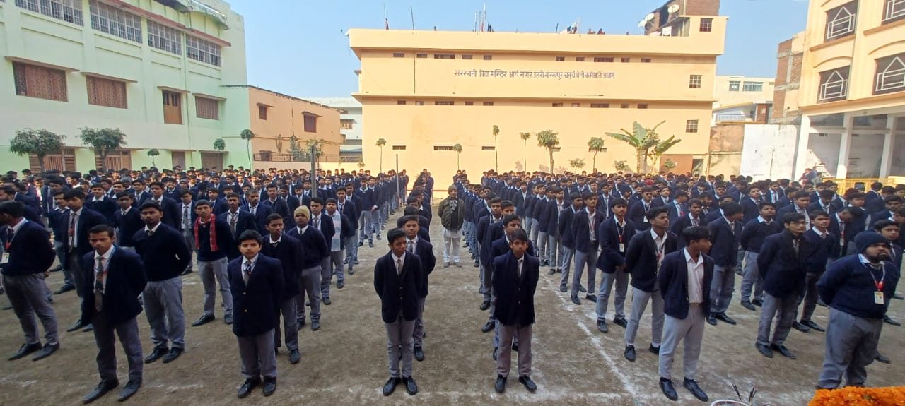 Students taking part in a school display programme