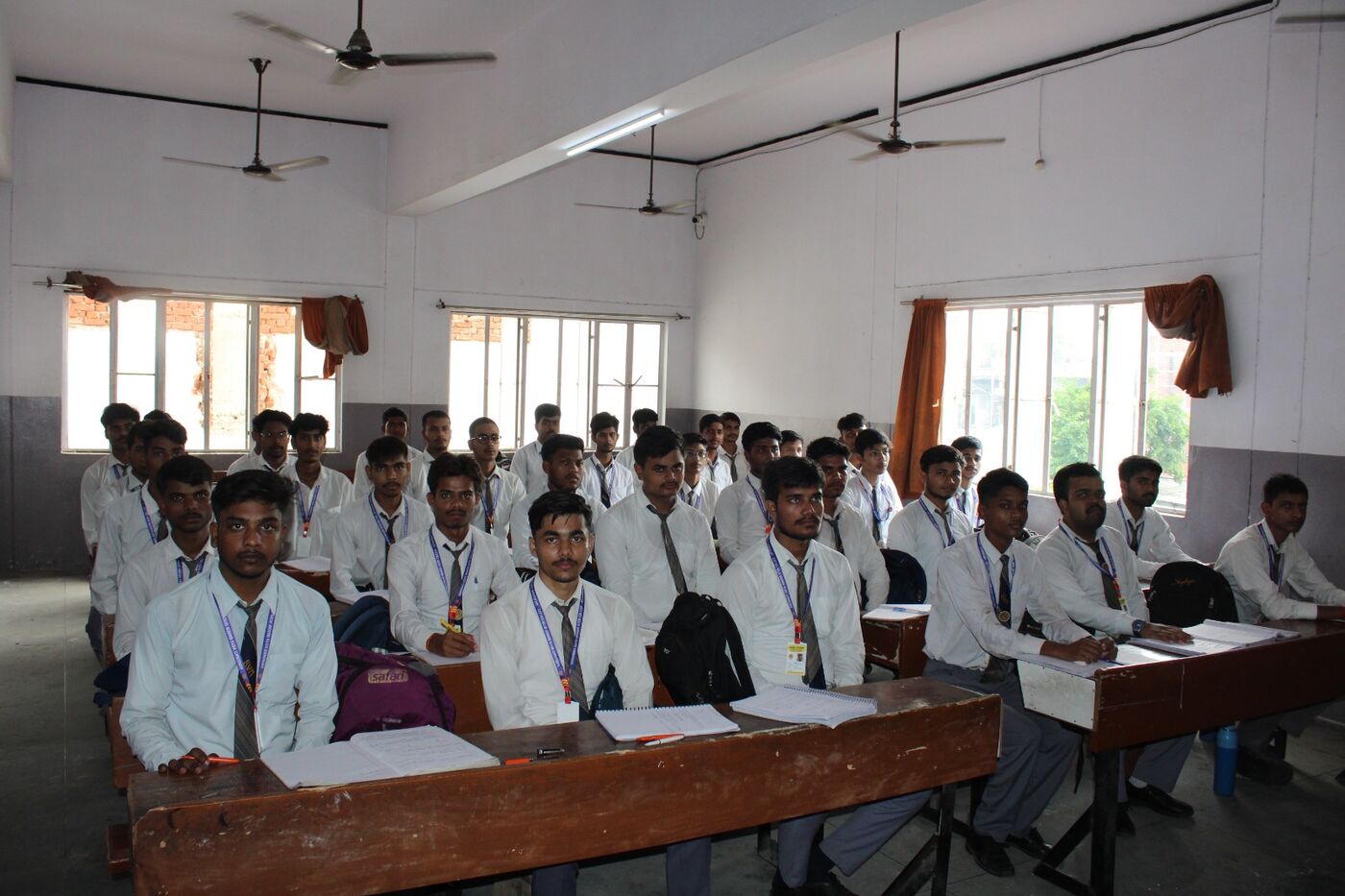 Students of the senior section at work in a bright classroom