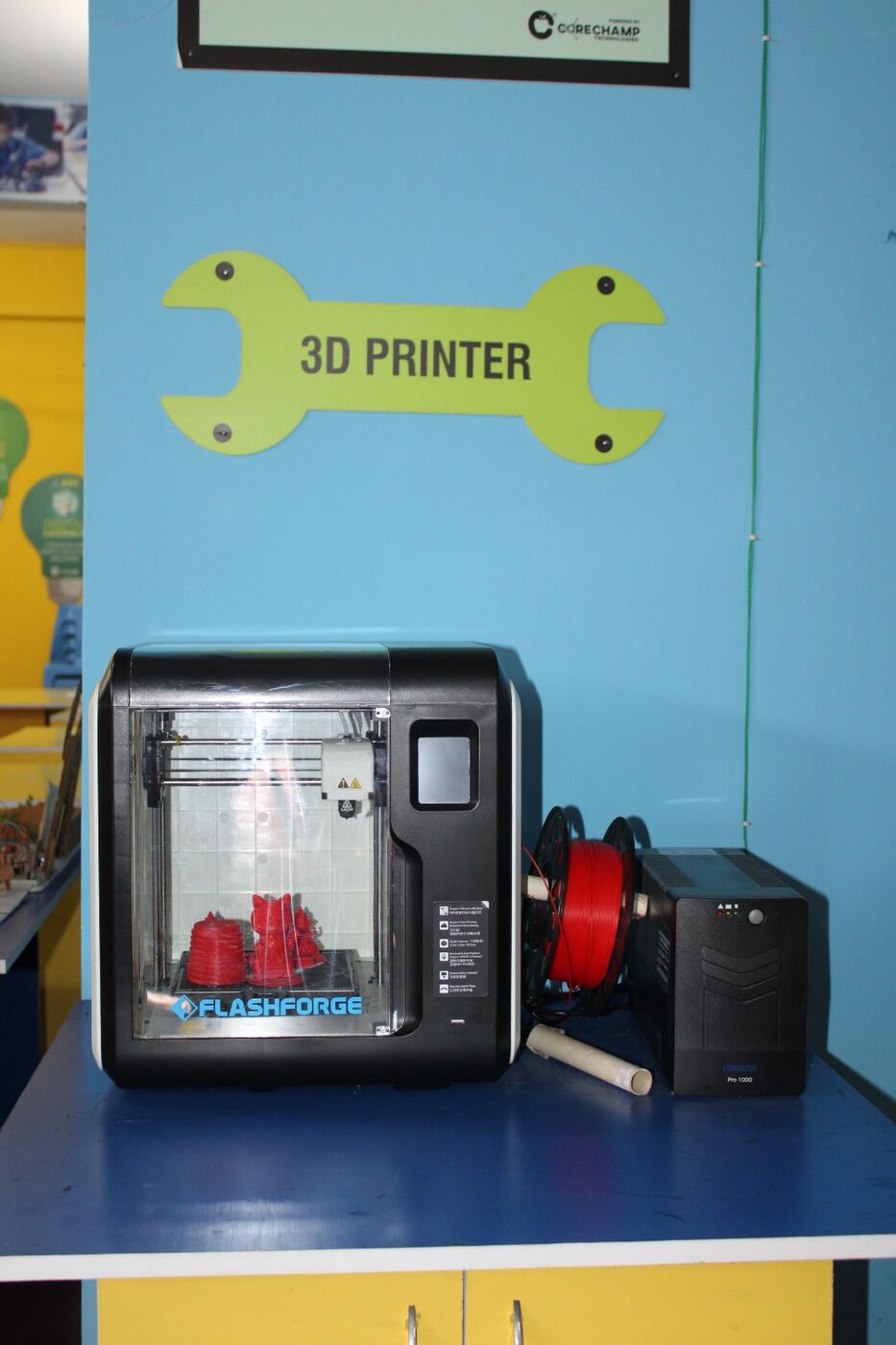 3D printer set up in the innovation lab of the college